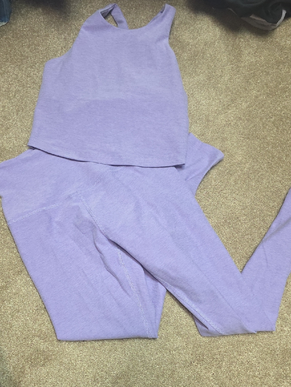 Beyond Yoga Lilac High-Waist Leggings & Crop Tank Set